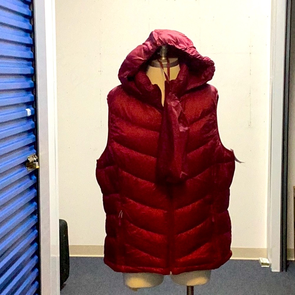 Red Quilted Puffer Vest with Hood